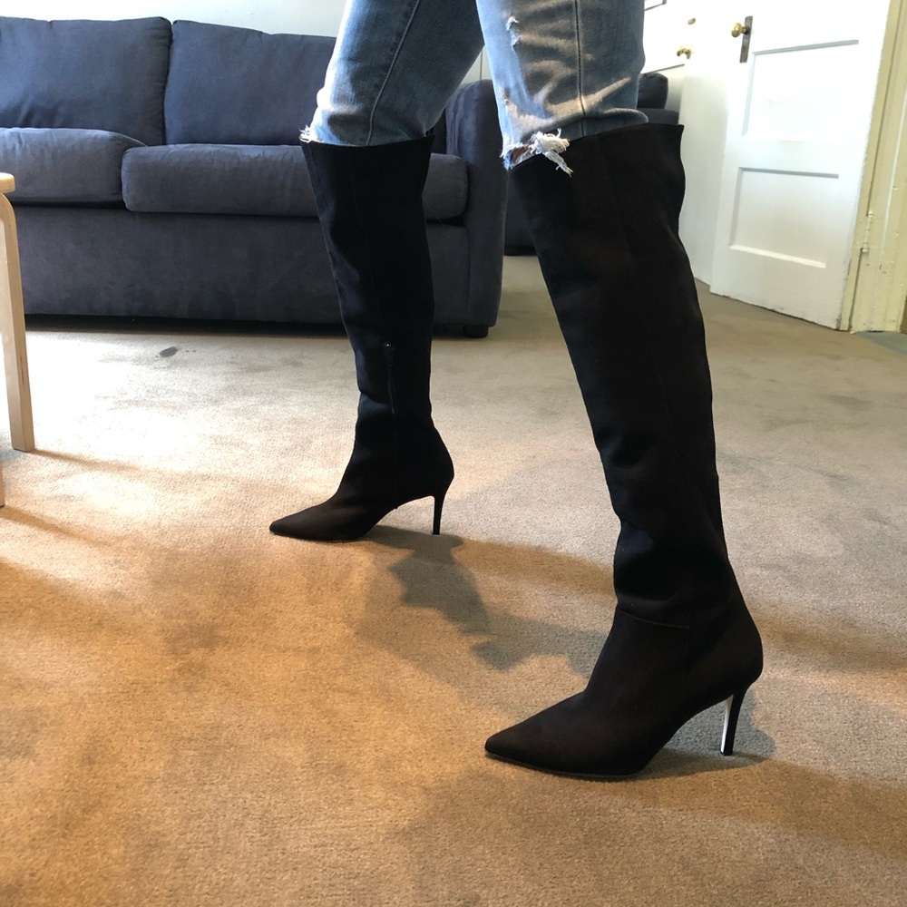 Black Suede designer over knee boots